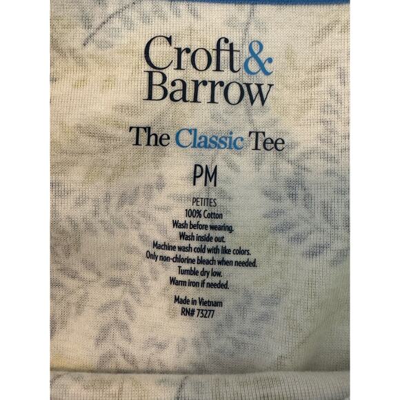 Croft & Barrow white leaves print short sleeves tee size PM - Picture 3 of 6
